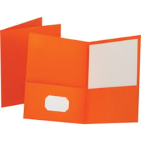 Oxford Letter Recycled Pocket Folder - 8 1/2" (215.90 mm) x 11" (279.40 mm) - 100 Sheet Capacity - 2 Internal Pocket(s) - Leatherette - Orange - 10% Recycled - 25 / Box