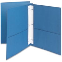 Oxford Letter Recycled Pocket Folder - 8 1/2" (215.90 mm) x 11" (279.40 mm) - 85 Sheet Capacity - 3 Fastener(s) - 1/2" (12.70 mm) Fastener Capacity for Folder - 2 Inside Front & Back Pocket(s) - Leatherette - Light Blue - 10% Recycled - 25 / Box