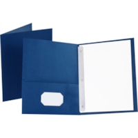 Oxford Letter Recycled Pocket Folder - 8 1/2" (215.90 mm) x 11" (279.40 mm) - 85 Sheet Capacity - 3 Fastener(s) - 1/2" (12.70 mm) Fastener Capacity for Folder - 2 Inside Front & Back Pocket(s) - Leatherette - Blue - 10% Recycled - 25 / Box