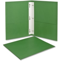 Oxford Letter Recycled Pocket Folder - 8 1/2" (215.90 mm) x 11" (279.40 mm) - 85 Sheets Capacity - 3 Fastener(s) - 1/2" (12.70 mm) for Folder - 2 Inside Front & Back Pocket(s) - Leatherette - Light Green - Tear Resistant, Durable, Punched - 10% Recycled - 25 / Box