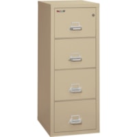 FireKing Insulated Deep File Cabinet - 4-Drawer - 20.8" (527.05 mm) Width x 25" (635 mm) Depth x 52.8" (1339.85 mm) Height - 4 x Drawer(s) for File - Legal - Fire Resistant - Parchment - Powder Coated - Steel