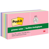 Feuillet adhésif Post-it® - 1200 - largeur de drapeau/note 3 po (76,20 mm) x longueur de drapeau/note 3 po (76,20 mm) - Carré - 100 Feuilles par bloc - Non ligné - Rose, Jaune canari, Menthe fraîche, Pierre de Lune - Papier - Autocollant, Repositionnables - Recyclé - 