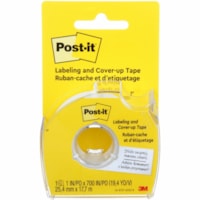 Post-it® Labeling & Cover-up Tape - 1" (25.40 mm) Tape Width x 58.3 ft (17.78 m) Tape Length - 6 Line(s) - White Tape - Removable - Yellow - 1 Roll