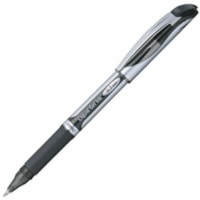 EnerGel EnerGel Deluxe Liquid Gel Pen - 0.7 mm (0.03") Medium Pen Point - Refillable - Black Ink - Gel-based - Silver Barrel - 1 Each