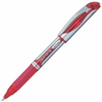 EnerGel EnerGel Deluxe Liquid Gel Pen - 0.7 mm (0.03") Medium Pen Point - Refillable - Red Ink - Gel-based - Silver Barrel - 1 Each