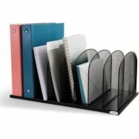 Safco Mesh Desk Organizers - 8 Compartment(s) - Compartment Size : 2" (50.80 mm) - 8.3" (209.55 mm) Height x 19.3" (488.95 mm) Width x 11.5" (292.10 mm) Depth - Desktop - Powder Coated - Black - Steel - 1 Each