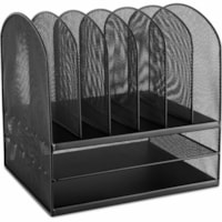 Safco Onyx 2 Horizontal/6 Upright Desk Organizer - 8 Compartment(s) - 13" (330.20 mm) Height x 13.3" (336.55 mm) Width x 11.5" (292.10 mm) Depth - Desktop - Black - Steel - 1 Each