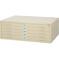 Safco 5-Drawer Steel Flat File - 46.5" Width x 35.5" Depth x 16.5" Height - 5 x Drawer(s) for File - Stackable - Tropic Sand - Powder Coated - Steel - Recycled