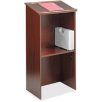 Safco Stand Up Lectern - Rectangle Top - 15.8" (400.05 mm) Table Top Length x 23" (584.20 mm) Table Top Width - 46" (1168.40 mm) Height - Assembly Required - Laminated, Mahogany - Wood - 1 Each