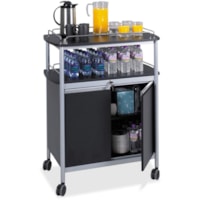 Safco Mobile Beverage Cart - 4 Casters - 3.50" (88.90 mm) Caster Size - Melamine, Steel - 33.5" (850.90 mm) Width x 21.8" (552.45 mm) Depth x 43" (1092.20 mm) Height - Gray Steel Frame - Chrome - 1 Each