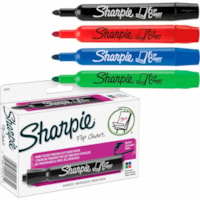 Marqueur à base d'eau Flip Chart 22474 Sharpie - Ogive Pointe de marqueur - Ink Couleurs de couverture assorties - Encre à base d'eau - Barrel Couleurs de couverture assorties - 4 / Ensemble