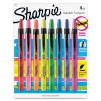 Sharpie Smear Guard Retractable Highlighters - Chisel Marker Point - Retractable - Assorted Ink - Assorted Barrel - 8 / Set