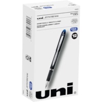 uni® Jetstream Ballpoint Pens - 1 mm (0.04") Medium Pen Point - Blue Ink - Pigment-based - Black Stainless Steel Barrel - 1 Dozen