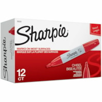 Sharpie Large Barrel Permanent Markers - Wide Chisel Marker Point - Red Ink - Alcohol Based - 1 Dozen