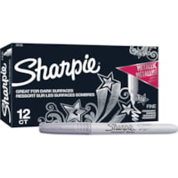 Sharpie Metallic Permanent Markers - 0.5 mm (0.02") Fine Chisel Marker Point - Silver Ink - 1 Dozen