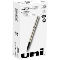 uniball(tm) Deluxe Rollerball Pens - 0.7 mm (0.03") Fine Pen Point - Black Ink - Champagne Barrel - 1 Dozen