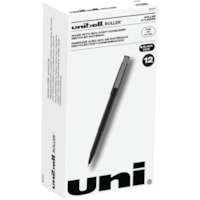 uniball(tm) Roller Rollerball Pen - 0.7 mm (0.03") Fine Pen Point - Black Ink - Black Stainless Steel Barrel - 1 Dozen