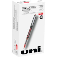 uniball(tm) Vision Rollerball Pens - 0.5 mm (0.02") Micro Pen Point - Red Ink - 1 Dozen