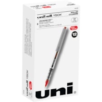 uniball(tm) Vision Rollerball Pens - 0.7 mm (0.03") Fine Pen Point - Red Ink - 1 Dozen