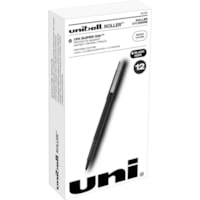 uniball(tm) Roller Rollerball Pen - 0.5 mm (0.02") Micro Pen Point - Black Ink - Water Based - Black Stainless Steel Barrel - 1 Dozen