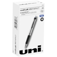 uniball(tm) 207 Impact Gel Pen - 1 mm (0.04") Bold Pen Point - Refillable - Blue Ink - Gel-based - Silver Barrel - 1 Dozen