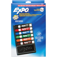 Expo 7-piece Dry Erase Organizer Kit - Fine Chisel Marker Point - Red, Blue, Green, Orange, Brown, Black Ink - Assorted Barrel - 6 / Set