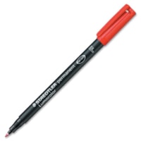 Staedtler Lumocolor Permanent Pen 318 - 0.6 mm (0.02") Fine Marker Point - Red Ink - Black Polypropylene Barrel - 1 Each