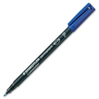 Staedtler Lumocolor Permanent Pen 318 - 0.6 mm (0.02") Fine Marker Point - Blue Ink - Black Polypropylene Barrel - 1 Each