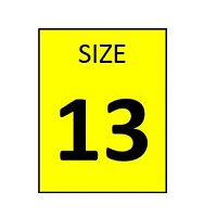 SIZE 13 YELLOW STICKER - ROLL, 250 stickers per roll
