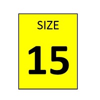 SIZE 15 YELLOW STICKER - ROLL, 250 stickers per roll - FR