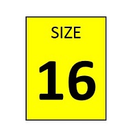 SIZE 16 YELLOW STICKER - ROLL, 250 stickers per roll